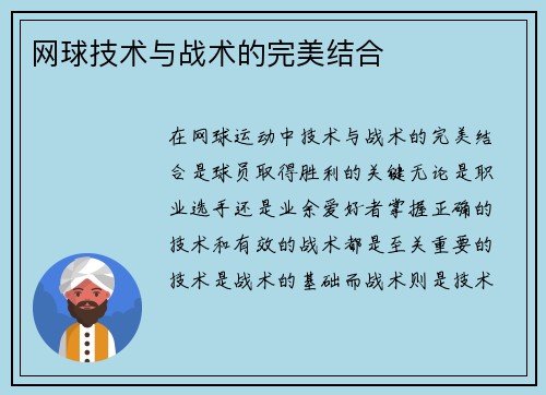 网球技术与战术的完美结合